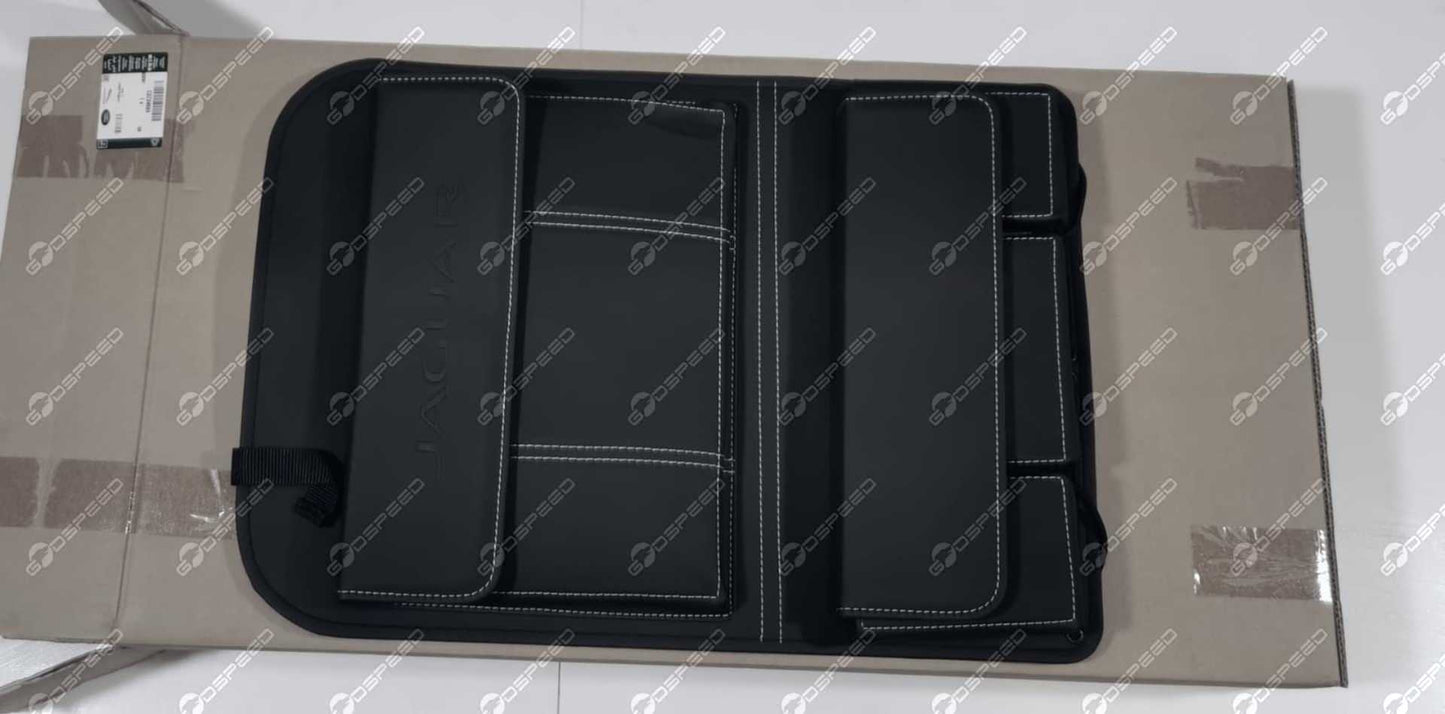 Aufbewahrungsbox Vordersitz Leder Schwarz + Weißer Faden E-Pace XF-250 C2Z24589