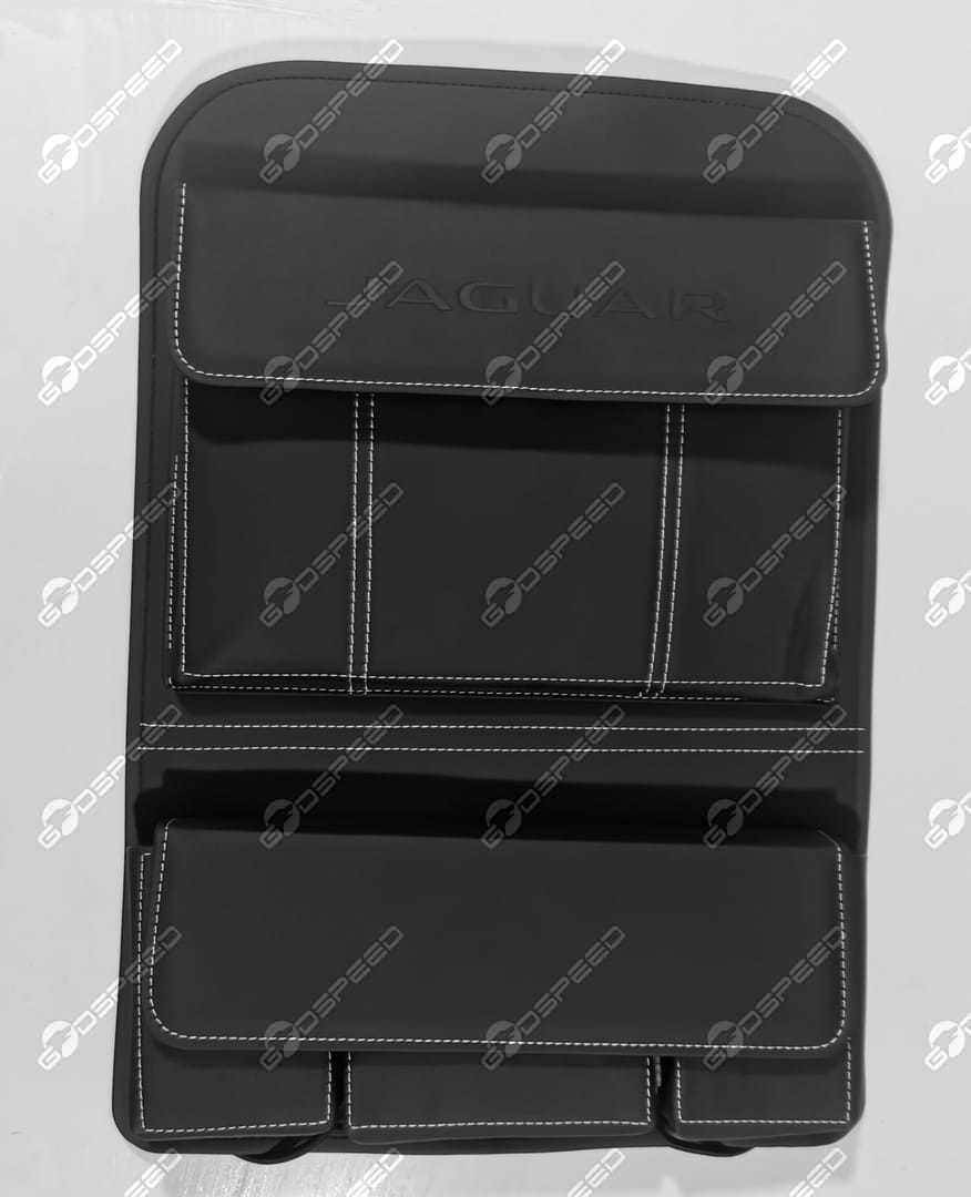 Aufbewahrungsbox Vordersitz Leder Schwarz + Weißer Faden E-Pace XF-250 C2Z24589