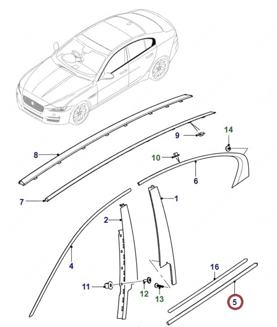 Türabstreifer links<br> Hinterer XE (X760) T4N13628