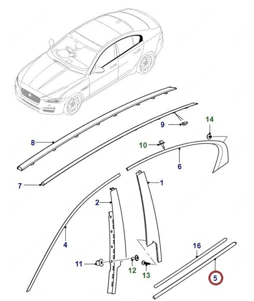 Türabstreifer links<br> Hinterer XE (X760) T4N13628 